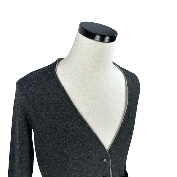 360 Cashmere Cardigan Sweater Women’s Medium Charcoal Gray Cashmere Wool Blend - Picture 2 of 10